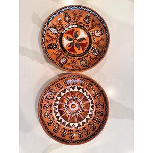 Vtg Set of 2 Hand Painted Folk Art Plates